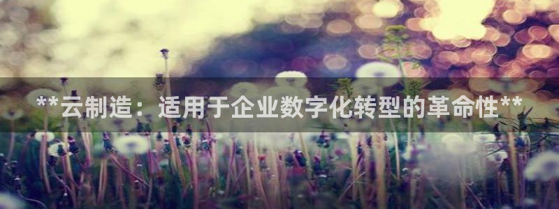 彩神v8是一个什么平台：**云制造：适用于企业数字化转型的革