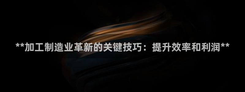 彩神v8几个版本：**加工制造业革新的关键技巧：提升效率和利润**