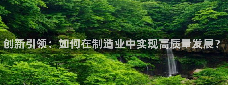 彩神购彩-购彩大厅入口老版：创新引领：如何在制造业中实现高质量发展？