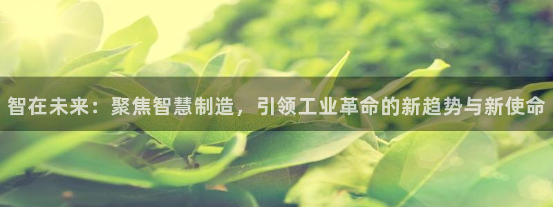 彩神8软件下载：智在未来：聚焦智慧制造，引领工业革命的新趋势与新使命
